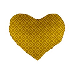 Yellow Floral Pattern Vintage Pattern, Yellow Background, Standard 16  Premium Heart Shape Cushions