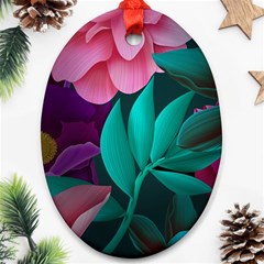 Flowers, Mate, Pink, Purple, Stock Wall Oval Ornament (two Sides)