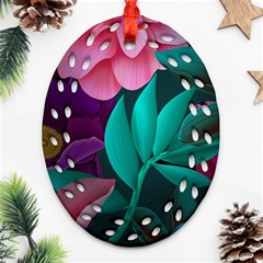 Flowers, Mate, Pink, Purple, Stock Wall Oval Filigree Ornament (two Sides)