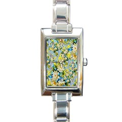 Background-flowers Rectangle Italian Charm Watch