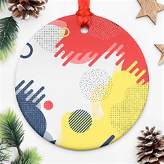 Red White Blue Retro Background, Retro Abstraction, Colored Retro Background Round Ornament (two Sides)