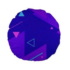 Purple Geometric Abstraction, Purple Neon Background Standard 15  Premium Round Cushions