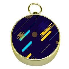 Blue Background Geometric Abstrac Gold Compasses