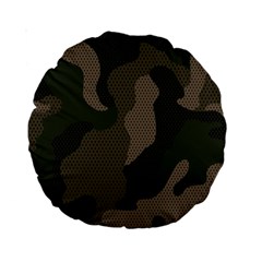 Camo, Abstract, Beige, Black, Brown Military, Mixed, Olive Standard 15  Premium Round Cushions