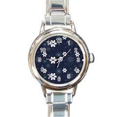 Flowers Pattern , Pattern, Flowers, Texture Round Italian Charm Watch