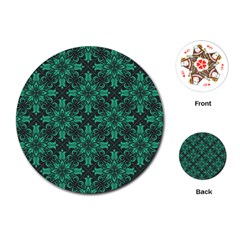 Green Damask Pattern Vintage Floral Pattern, Green Vintage Playing Cards Single Design (round)
