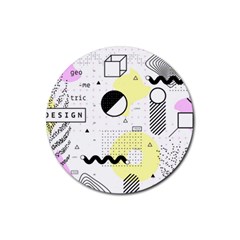 Graphic Design Geometric Background Rubber Round Coaster (4 Pack)