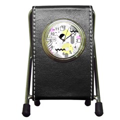 Graphic Design Geometric Background Pen Holder Desk Clock by Grandong