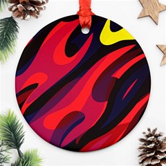 Abstract Fire Flames Grunge Art, Creative Round Ornament (two Sides)