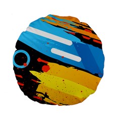 Colorful Paint Strokes Standard 15  Premium Flano Round Cushions