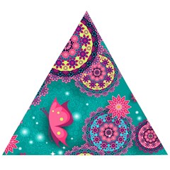 Floral Pattern, Abstract, Colorful, Flow Wooden Puzzle Triangle