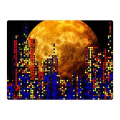 Skyline Frankfurt Abstract Moon Two Sides Premium Plush Fleece Blanket (mini) by Cemarart