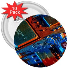 Gray Circuit Board Electronics Electronic Components Microprocessor 3  Buttons (10 Pack)  by Cemarart