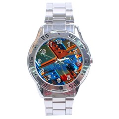 Gray Circuit Board Electronics Electronic Components Microprocessor Stainless Steel Analogue Watch
