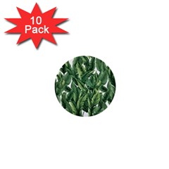 Green Banana Leaves 1  Mini Buttons (10 Pack)  by goljakoff