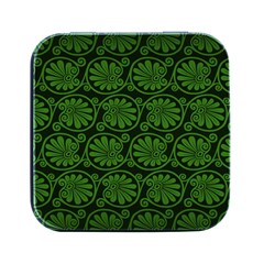 Green Floral Pattern Floral Greek Ornaments Square Metal Box (black)
