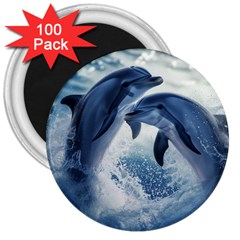 Dolphins Sea Ocean Water 3  Magnets (100 Pack)