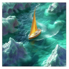 Seascape Boat Sailing Square Satin Scarf (36  X 36 )