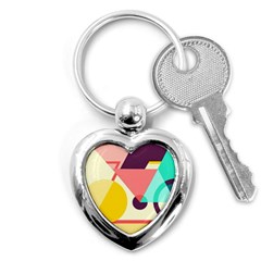 Bicycle, Geometric Figures, Art, Key Chain (heart)