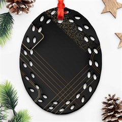 Black Background With Gold Lines Oval Filigree Ornament (two Sides)