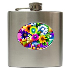 Flower Vase Flower Collage Pop Art Hip Flask (6 Oz)