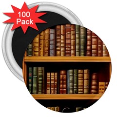 Room Interior Library Books Bookshelves Reading Literature Study Fiction Old Manor Book Nook Reading 3  Magnets (100 Pack)