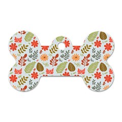 Background Pattern Flowers Design Leaves Autumn Daisy Fall Dog Tag Bone (two Sides) by Maspions
