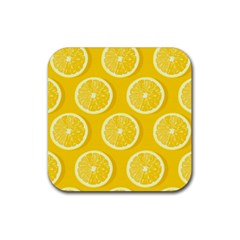 Lemon Fruits Slice Seamless Pattern Rubber Coaster (square) by Apen