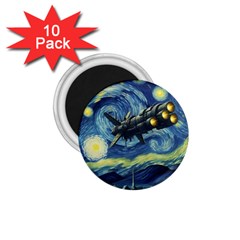 Spaceship Starry Night Van Gogh Painting 1 75  Magnets (10 Pack)  by Maspions