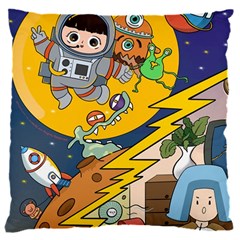 Astronaut Moon Monsters Spaceship Universe Space Cosmos 16  Baby Flannel Cushion Case (two Sides) by Maspions