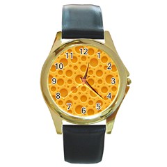 Cheese Texture Food Textures Round Gold Metal Watch