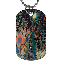 Trees Forest Mystical Forest Nature Junk Journal Landscape Dog Tag (two Sides) by Maspions
