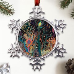 Trees Forest Mystical Forest Nature Junk Journal Landscape Metal Large Snowflake Ornament by Maspions