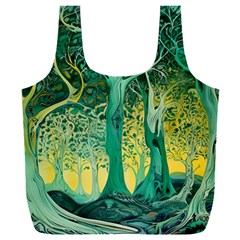 Trees Forest Mystical Forest Nature Junk Journal Scrapbooking Background Landscape Full Print Recycle Bag (xxxl) by Maspions