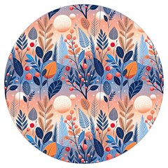Seasons Foliage Branches Berries Seamless Background Texture Nature Round Trivet