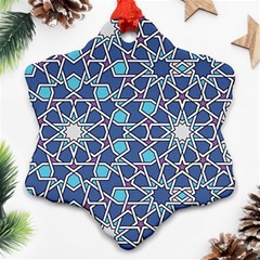 Islamic Ornament Texture, Texture With Stars, Blue Ornament Texture Snowflake Ornament (two Sides)
