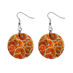 Oranges Patterns Tropical Fruits, Citrus Fruits Mini Button Earrings