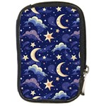 Night Moon Seamless Background Stars Sky Clouds Texture Pattern Compact Camera Leather Case Front