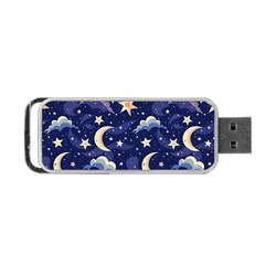 Night Moon Seamless Background Stars Sky Clouds Texture Pattern Portable Usb Flash (two Sides)