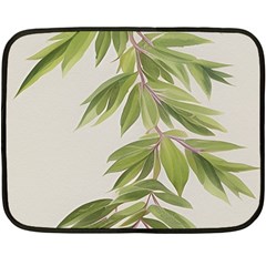 Watercolor Leaves Branch Nature Plant Growing Still Life Botanical Study Two Sides Fleece Blanket (mini) by Posterlux