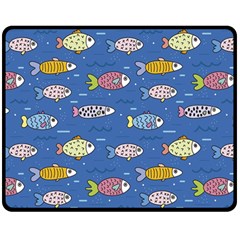 Sea Fish Blue Submarine Animals Patteen Two Sides Fleece Blanket (medium) by Maspions