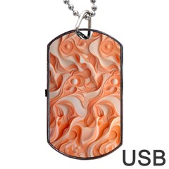 Peach Fuzz Elegant Print Abstract Design Dog Tag Usb Flash (two Sides) by dflcprintsclothing