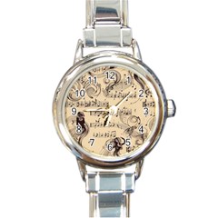Musical Swirls Ladies Round Italian Charm Watch by RiverRootz