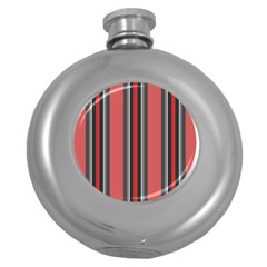 Dunkelrot4 Rosa Grau Streifen Dunkelrot3 Round Hip Flask (5 Oz)