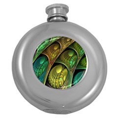 Psytrance Abstract Colored Pattern Feather Round Hip Flask (5 Oz)