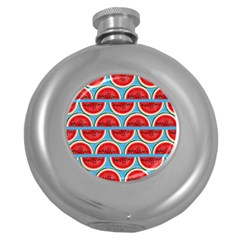 Illustrations Watermelon Texture Pattern Round Hip Flask (5 Oz)