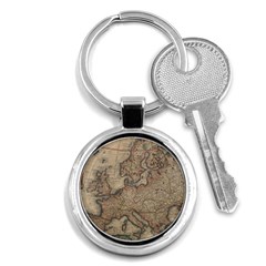 Old Vintage Classic Map Of Europe Key Chain (round)