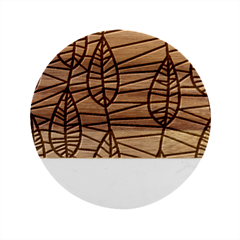 Autumn Leaf Mosaic Seamless Marble Wood Coaster (round) by Hannah976