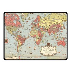 Vintage Old Antique World Map Two Sides Fleece Blanket (small)