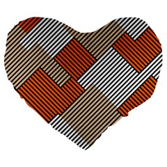 Abstract Pattern Line Art Design Decoration Large 19  Premium Heart Shape Cushions by Ravend
